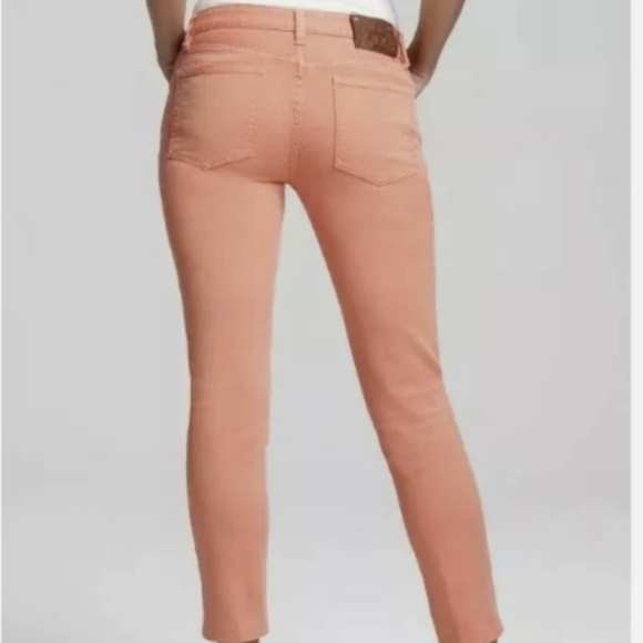 TORY BURCH Alexa Cropped Skinny Jeans Coral Pink Low Rise Stretch - Picture 1 of 16